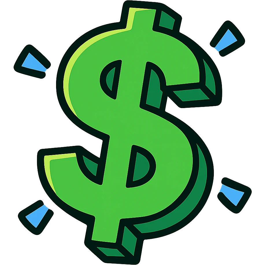 green dollar sign, vibrant toon style emoji
