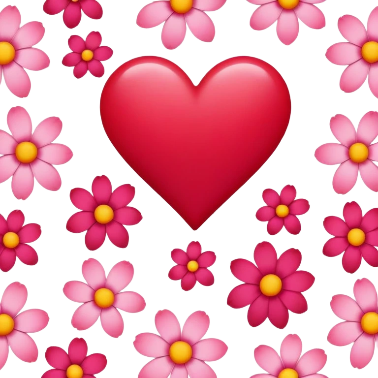 Flowers with heart emoji