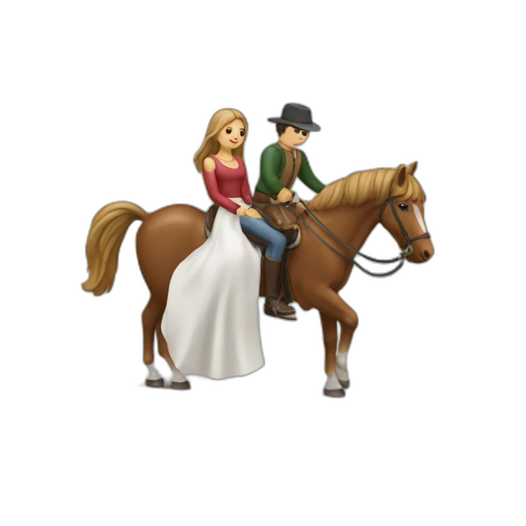 Couple assis sur un cheval emoji