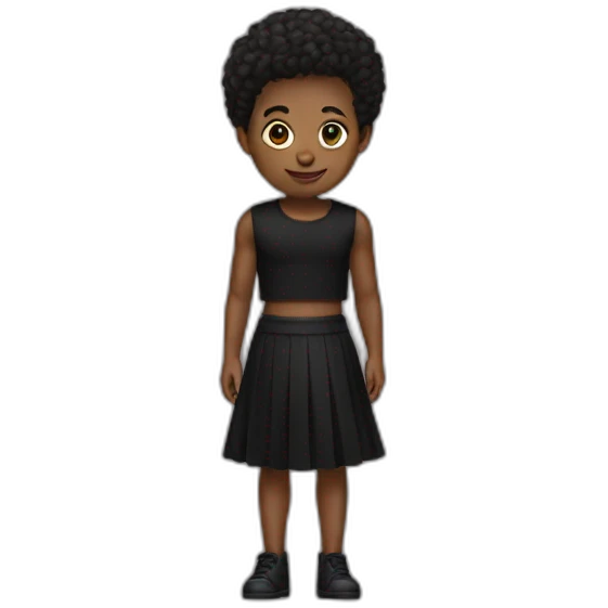 Boy with a black skirt and a black crop top emoji