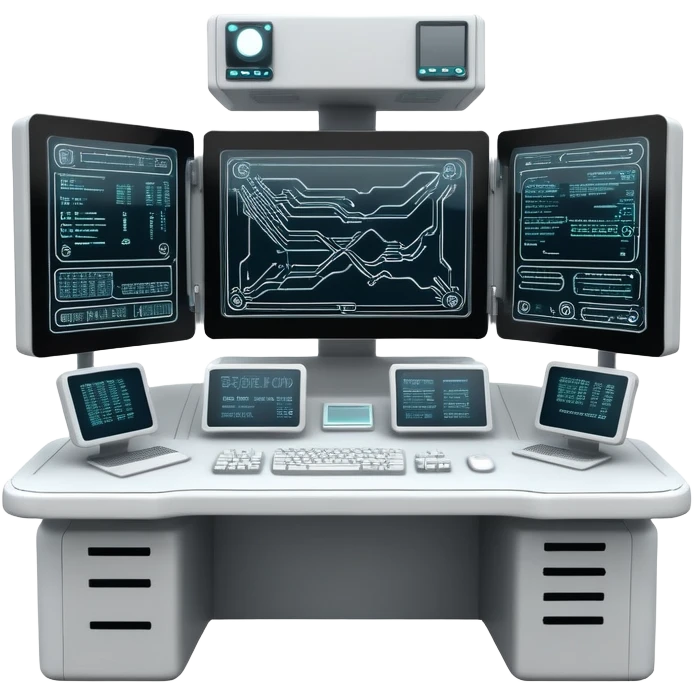 monochrome hacker terminal command center emoji