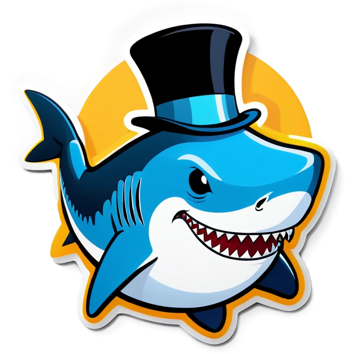 Shark with a top hat emoji