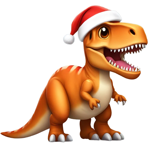 Trex with a Santa hat emoji