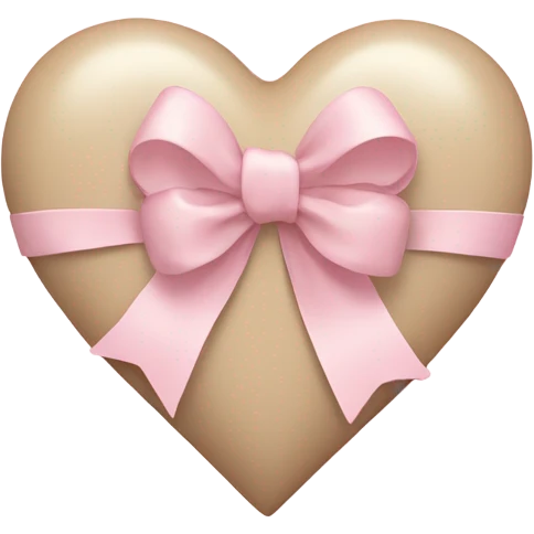 A light beige coloured heart with a light pink bow wrapping it emoji
