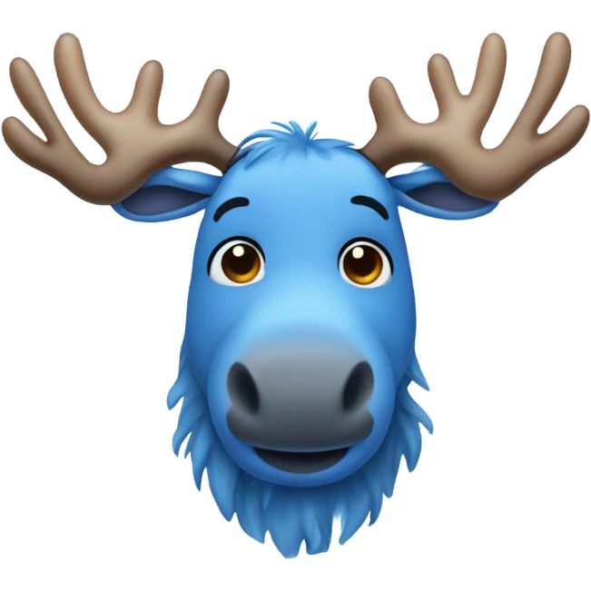 Cute blue moose with blue body and blue antlers freckles too  emoji