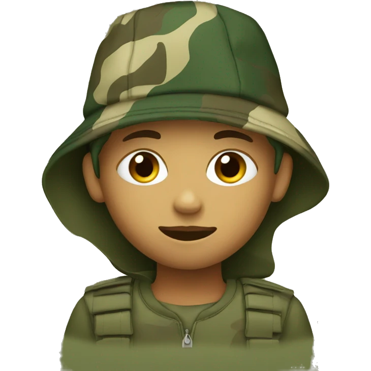 Child with camouflage hat emoji