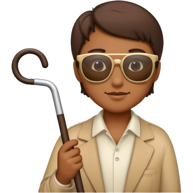 A blind person wearing sunglasses and holding a guide cane emoji