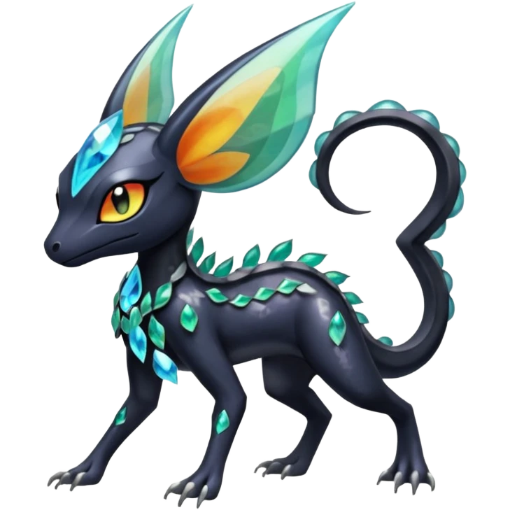 Spooky Divine Crystalline Translucent Godly Colorful Translucent Tricky Hot Handsome Meloetta-Salandit-Nargacuga-Pokémon-Fakémon-fusion-hybrid-creature emoji