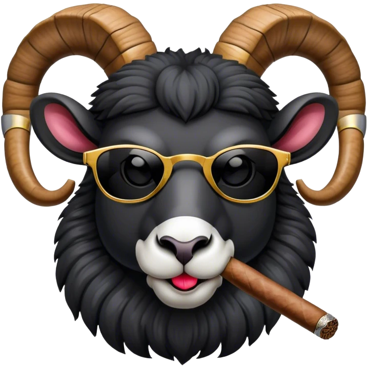 Big Black ram sunglasses head smoking cigar emoji