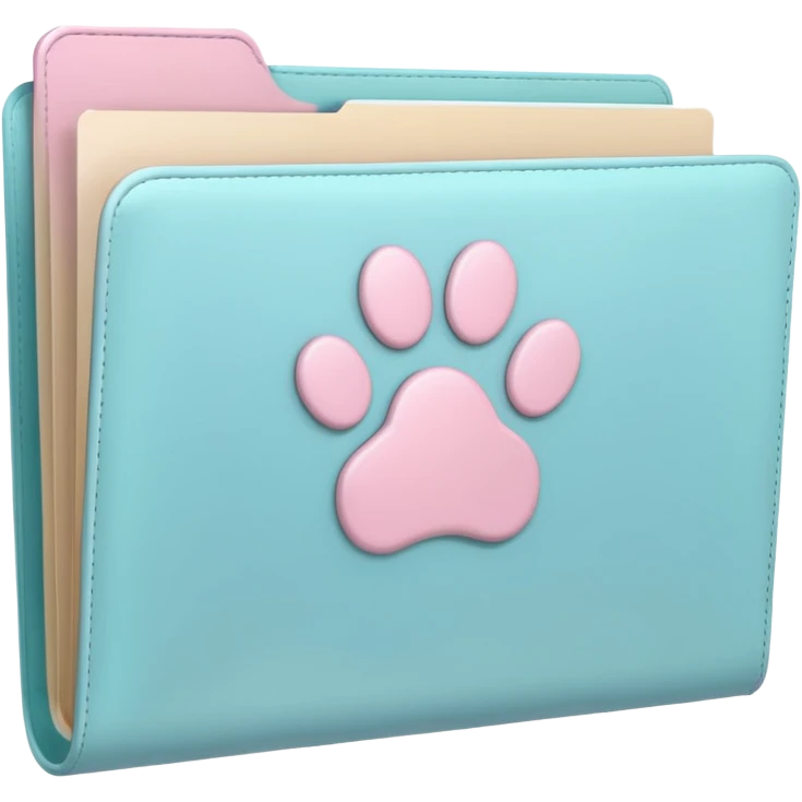a pastel folder of documents with a pawprint on it emoji
