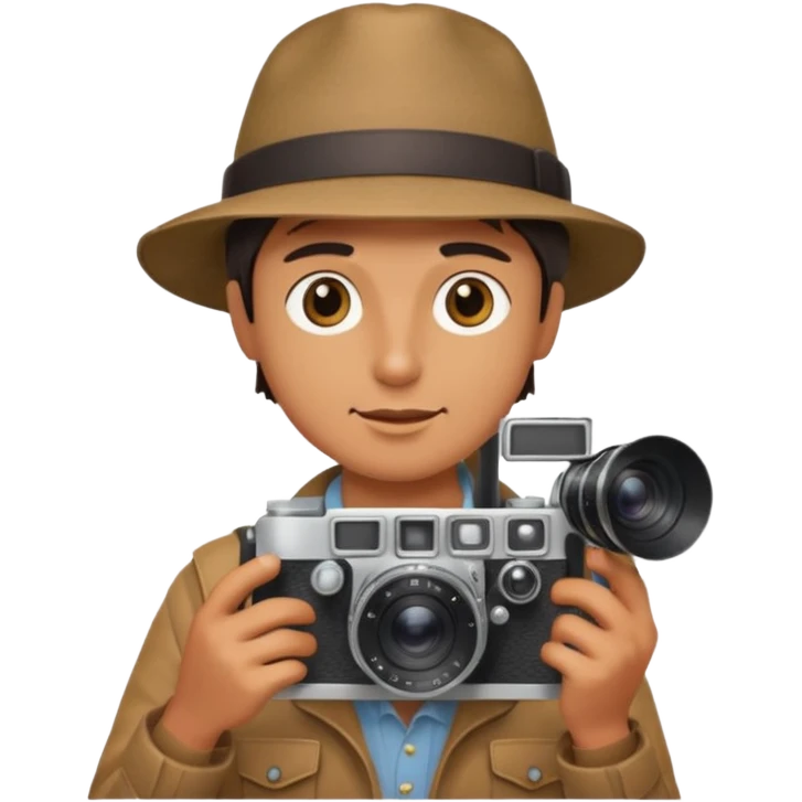 Photographer with vintage film camera,single camera emoji