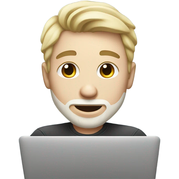white-skinned male product designer sitting with macbook emoji