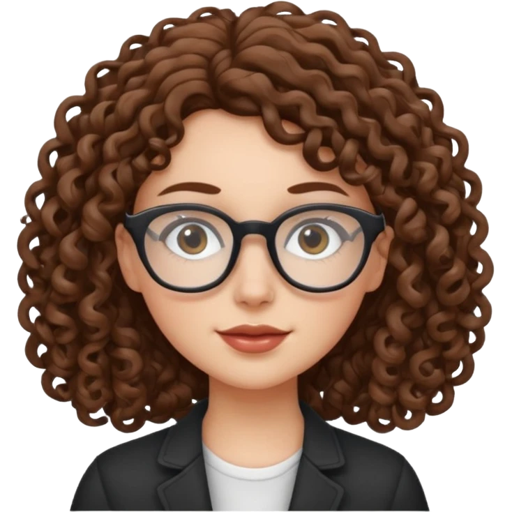 White girl with curly brown hair and glasses emoji