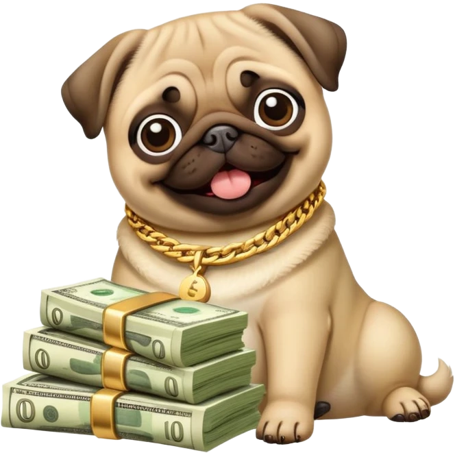 pug with a stack of money  emoji