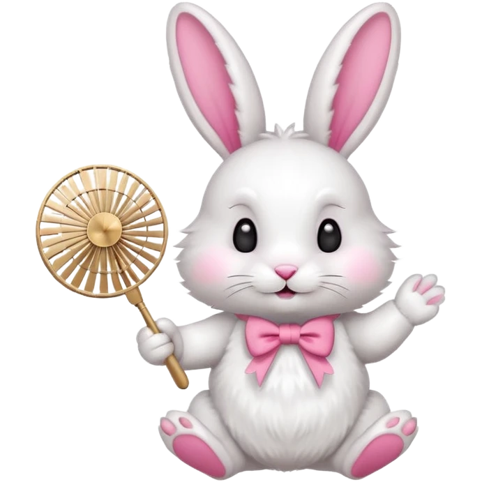 A rabbit hold a fan playfully emoji
