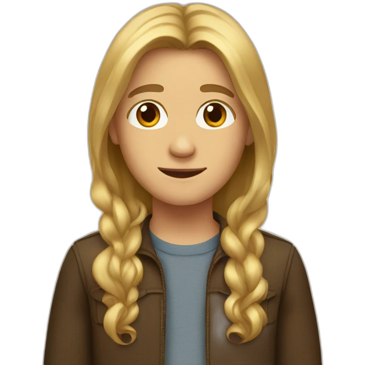 Boy with long blond and brown hair emoji