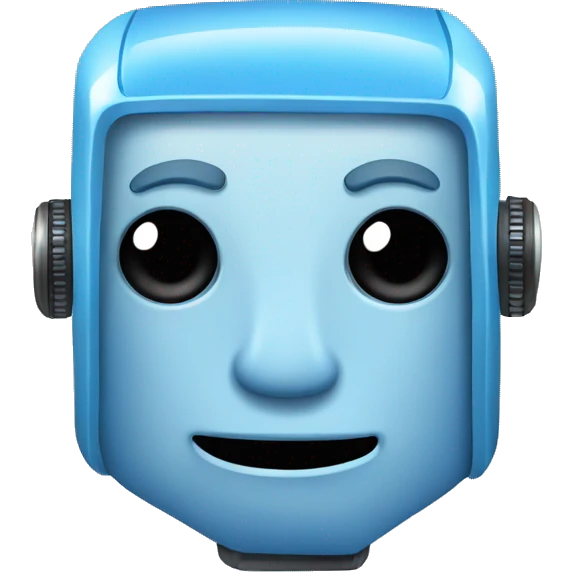 Friendly blue robot square head emoji