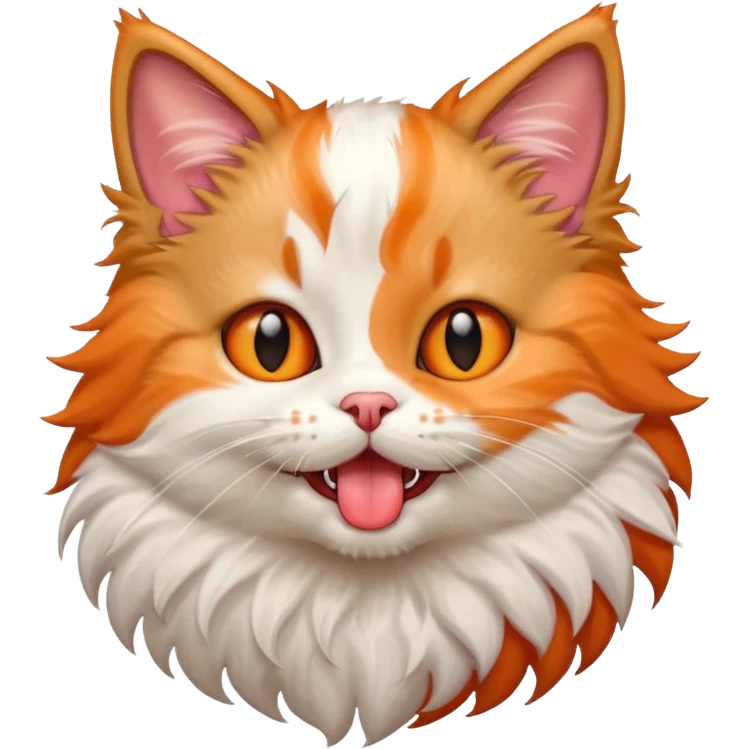 Fluffy mancoon kitten with tongue out emoji