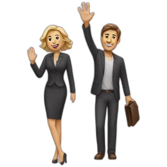 Man waving a woman emoji