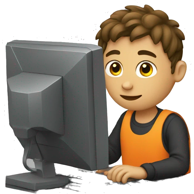 boy working on computer emoji