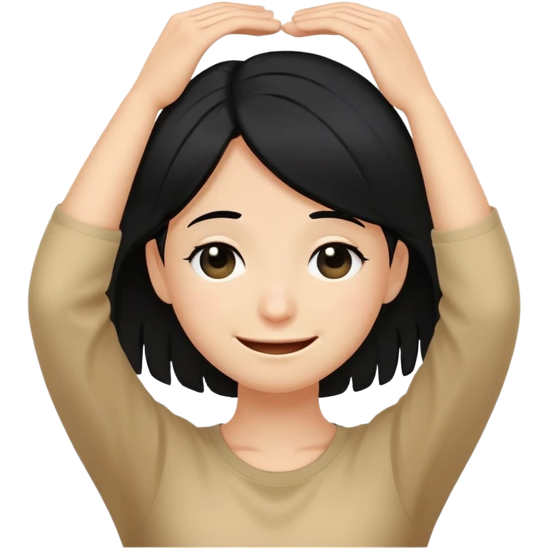 simple white smiley with black hair and one hand behind head, embarrassed expression emoji