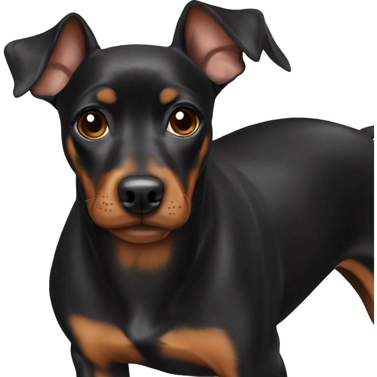 black brindle tan pinscher big ears emoji