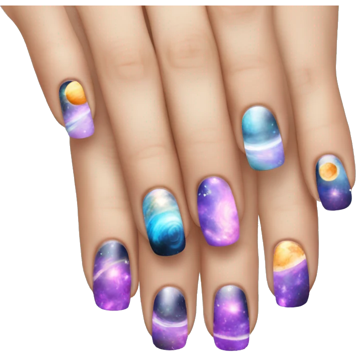 manicure with planets emoji