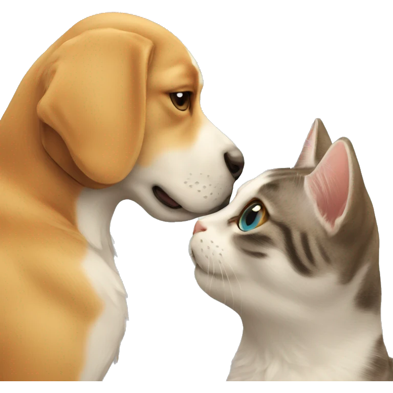 Cat and Dog kissing emoji