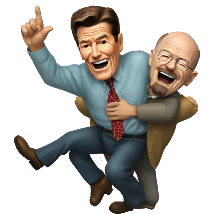 Ronald Reagan giving Walter White a piggyback ride emoji