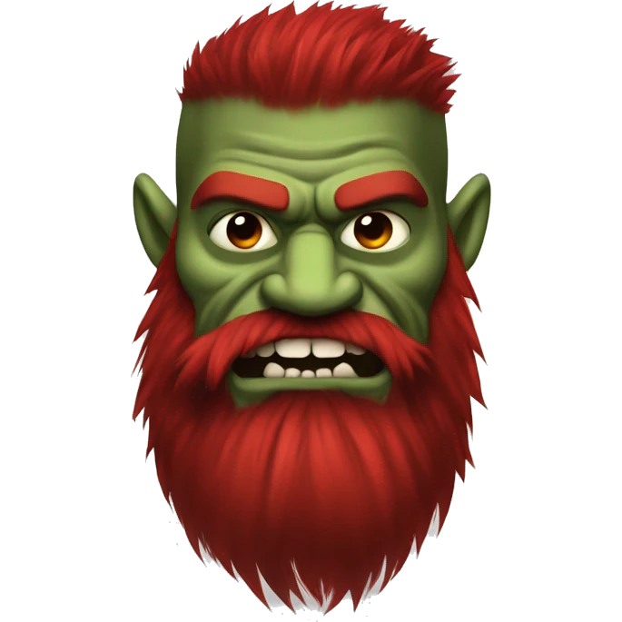 Berserker orc with red beard & red mohican emoji
