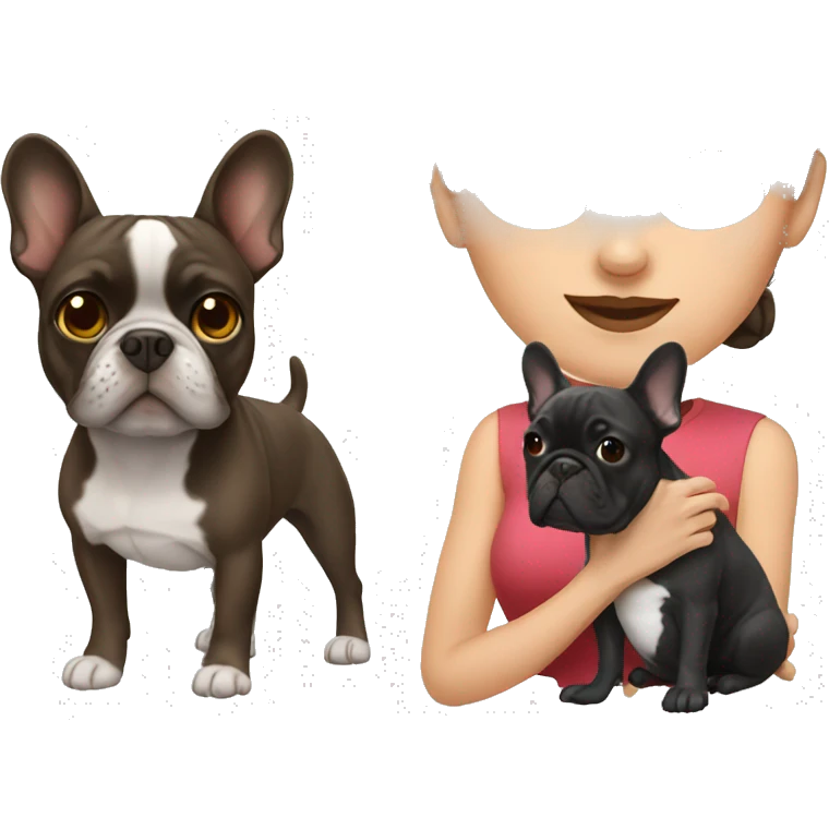 Brunette with French bulldog emoji