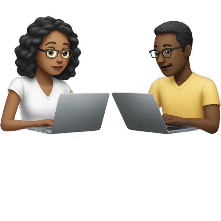 two people working on laptops together emoji