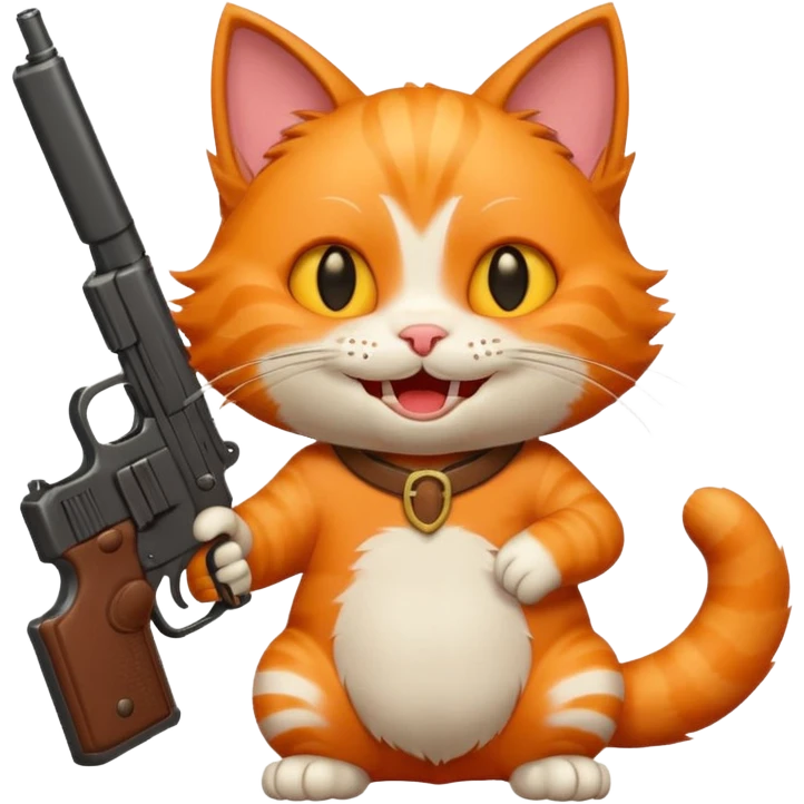 A cat with a gun laughing emoji