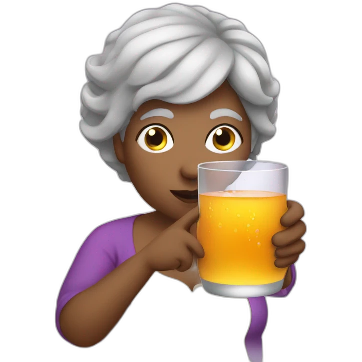 Grey hair fat faced woman drinking a potion emoji