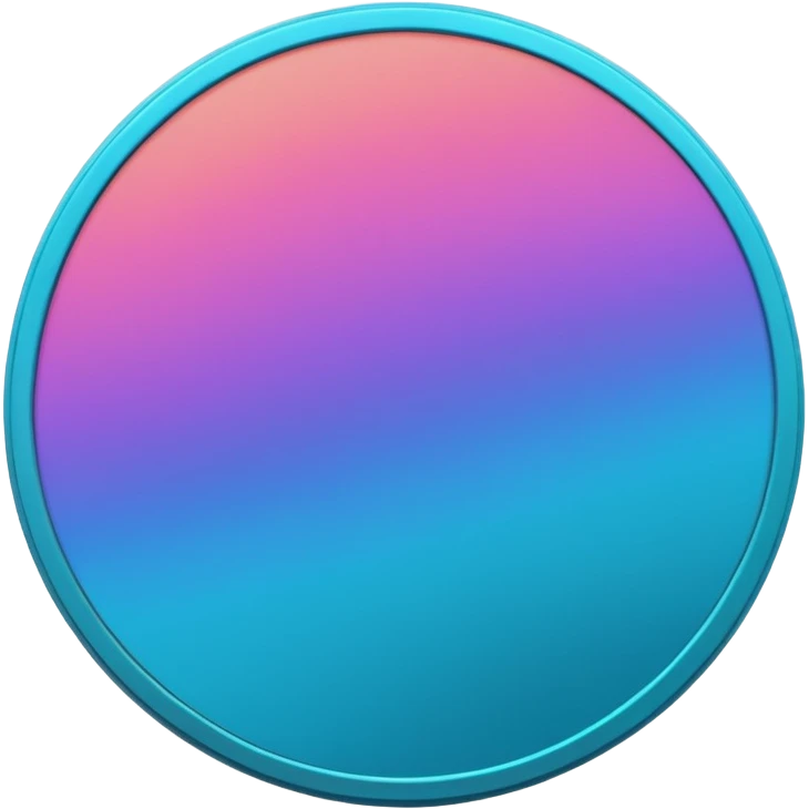 
coin color in in gradient of turquoise, blue, pink, purple, and coral metal texture
Rotate coin 90 degree  3d effect emoji