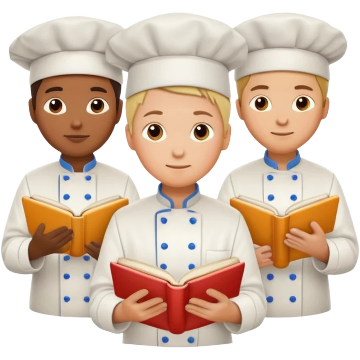 different chefs reading book, emoji