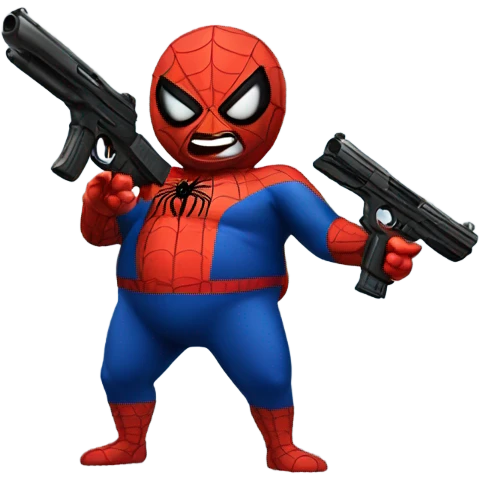 Fat Spider-Man with a gun emoji