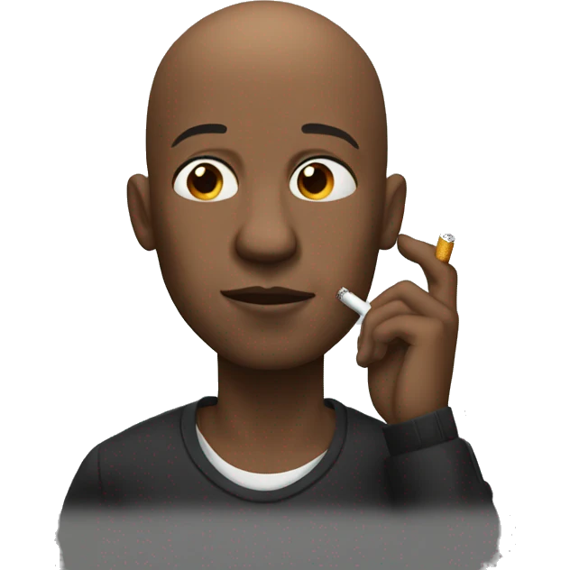 Bald Black man smoking cigarette  emoji