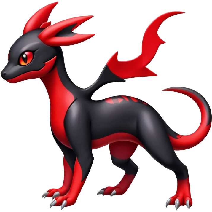 Cute Shiny Guilmon-Salandit-Umbreon-Fakémon-hybrid-creature (full body)  emoji