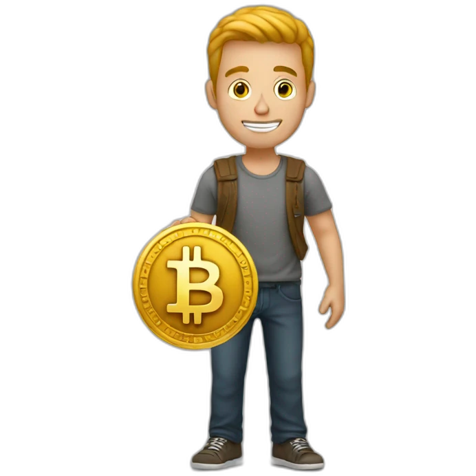 guy holding bitcoin emoji