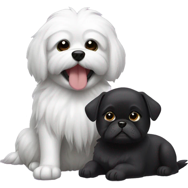 shizu dog and black toy puddle faces together happy emoji