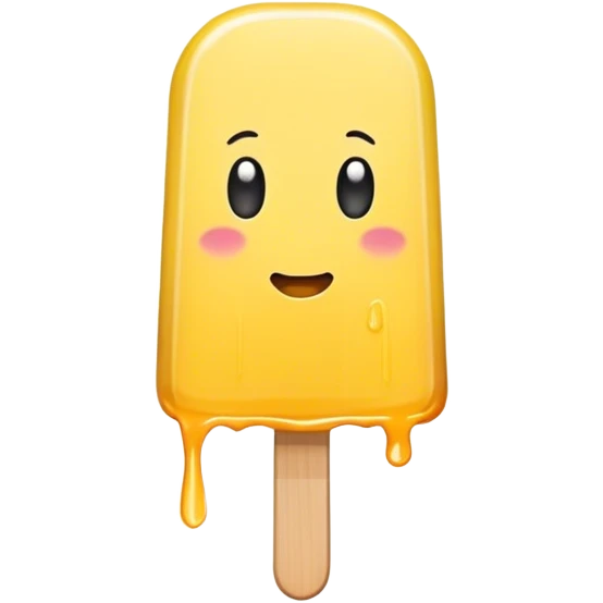 Thin yellow popsicle with rounded top and dripping  emoji