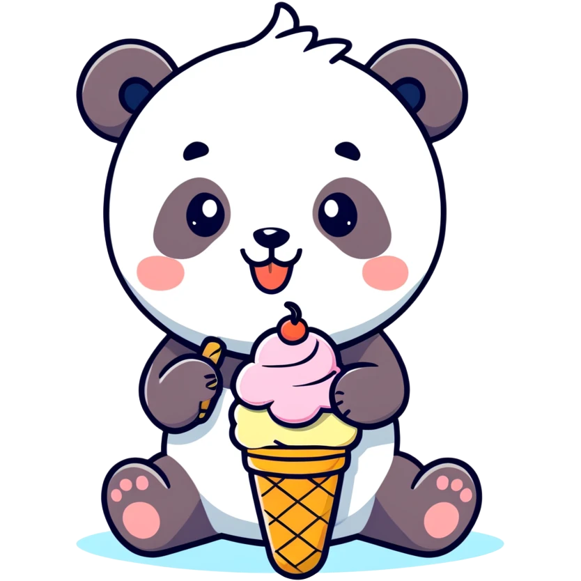 Panda eating ice cream emoji