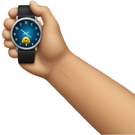 Pointing to watch on wrist emoji