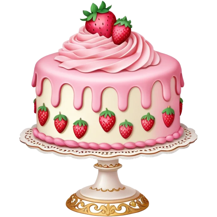 pink vintage coquette strawberry cake  emoji