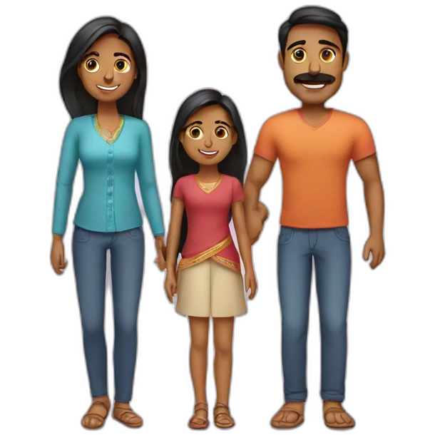 indian family with one dad straight hair and one son straight hair emoji