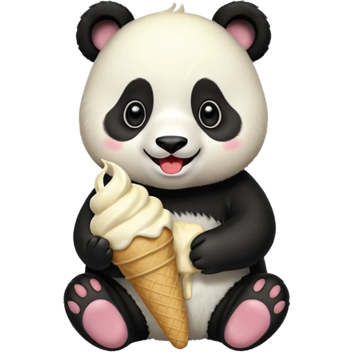 Panda eating ice cream emoji