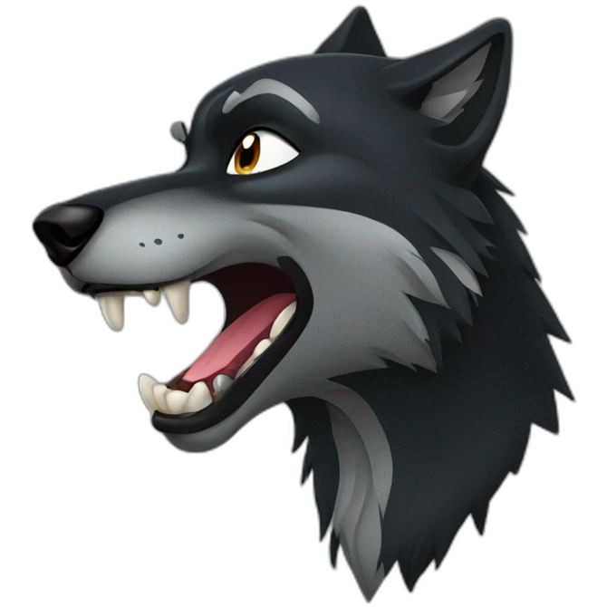 Black wolf growling  emoji