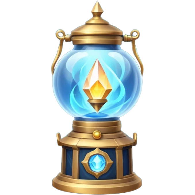 ancient fantasy magic lantern object icon, arcane crystal core, swirling magical energy, glowing runes orbiting the lantern, ethereal light beams, enchanted metal frame, powerful fantasy aura, 3D cartoon, mobile game icon style, centered, clean background, no text, no watermark
 emoji