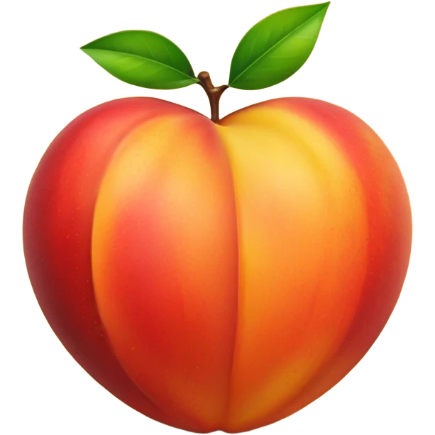 single nectarine, smooth glossy skin, red, orange, yellow gradients, round, slightly heart-shaped, no fuzz, natural highlight, optional green leaf, subtle striations, no blemishes, 3D, clean, minimal, soft shadows, transparent background, emoji scale emoji
